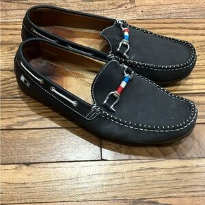 Black Slip-On Loafers with Contrast Stitching